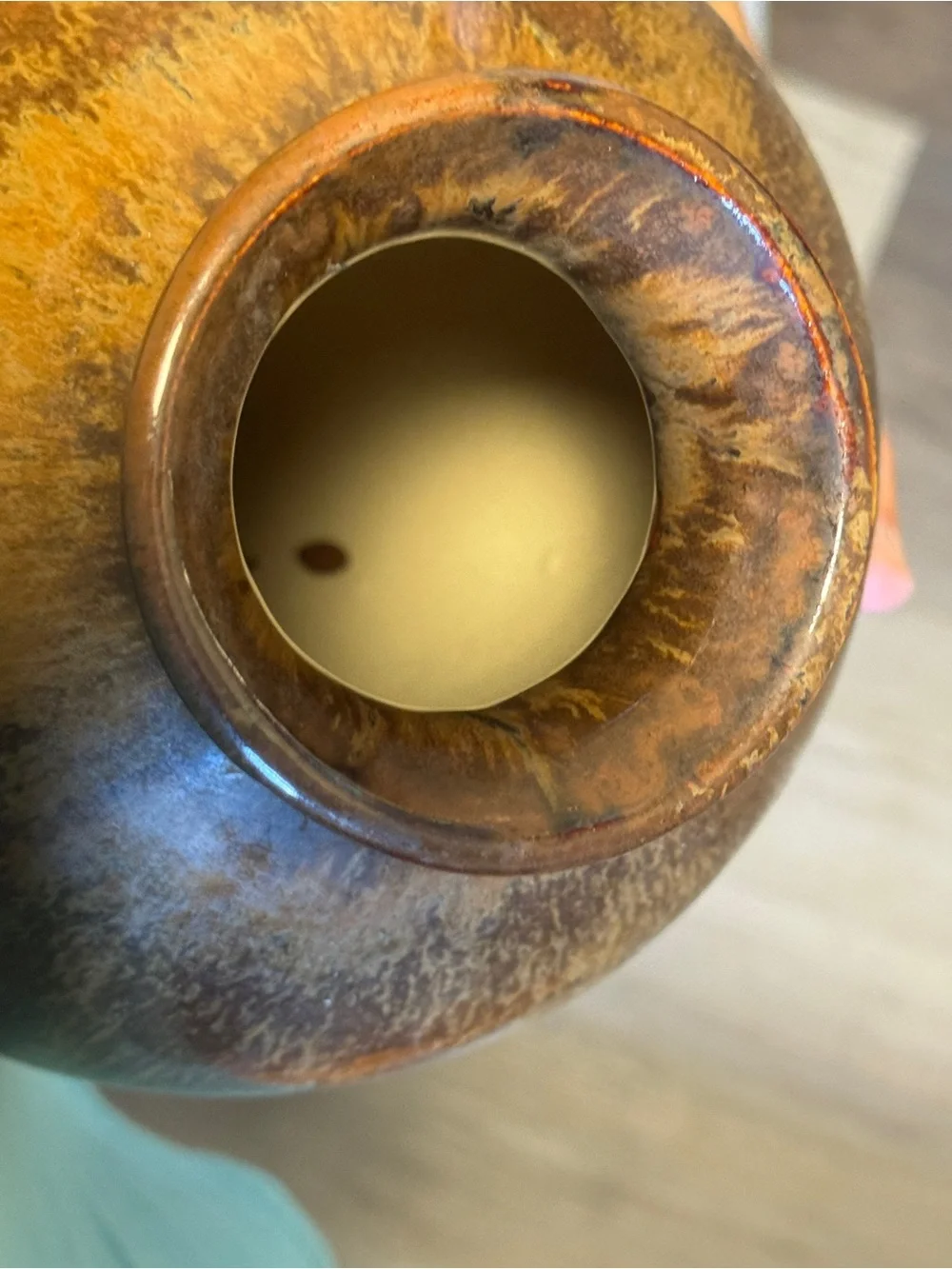 Handmade Brown Ceramic Decorative Vase - Marked ‘91 no artist - 13”x5”